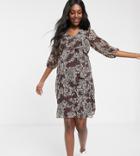New Look Maternity Tie Waist Midi Dress In Ditsy Floral-black