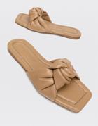 Stradivarius Padded Knot Flat Sandals In Tan-brown