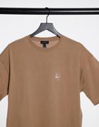 New Look Embroidered Skull Print T-shirt In Camel-neutral