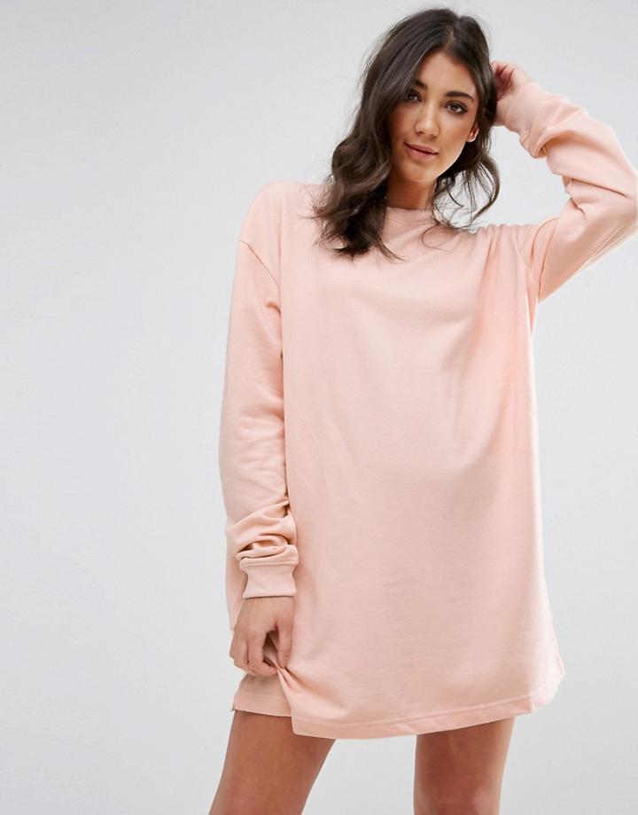 Missguided Oversized Sweater Dress Nude - Pink