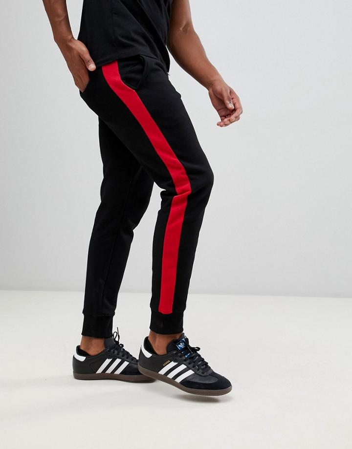 New Look Joggers With Side Stripe In Black - Black
