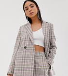 Collusion Double Breasted Check Blazer With Side Tape-multi