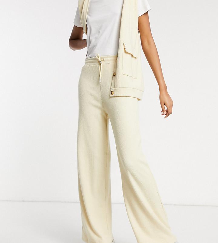 Damson Madder Recycled Polyester Wide Leg Rib Pant Co-ord-white