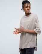 Asos Super Oversized T-shirt In Textured Slub - Brown