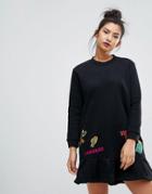 Ziztar Sweater Dress With Badges - Black
