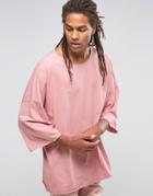 Granted Oversized T-shirt With Dropped Shoulders - Pink