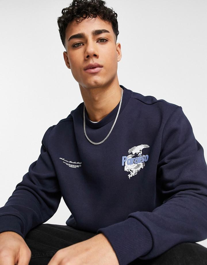 River Island Paradise Sweatshirt In Navy