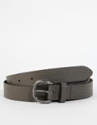 Asos Leather Belt In Charcoal With Vintage Finish - Charcoal
