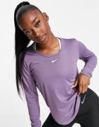 Nike Training Dri-fit One Long Sleeve T-shirt In Dusty Purple