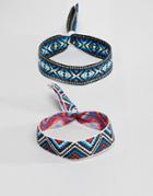 Asos Design Festival Geo-tribal Style Bracelet Pack - Blue