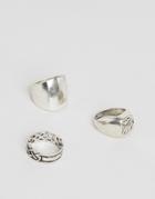 Asos Chunky Ring Pack In Burnished Silver - Silver