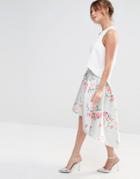 Chi Chi London Floral Midi Skirt - Gray