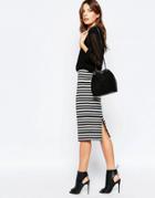 Sisley Body-conscious Midi Skirt In Stripe - Multi