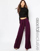 Asos Tall Wrap Front Wide Leg Pant - Wine