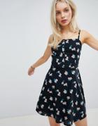 Hollister Woven Black Floral Dress - Black