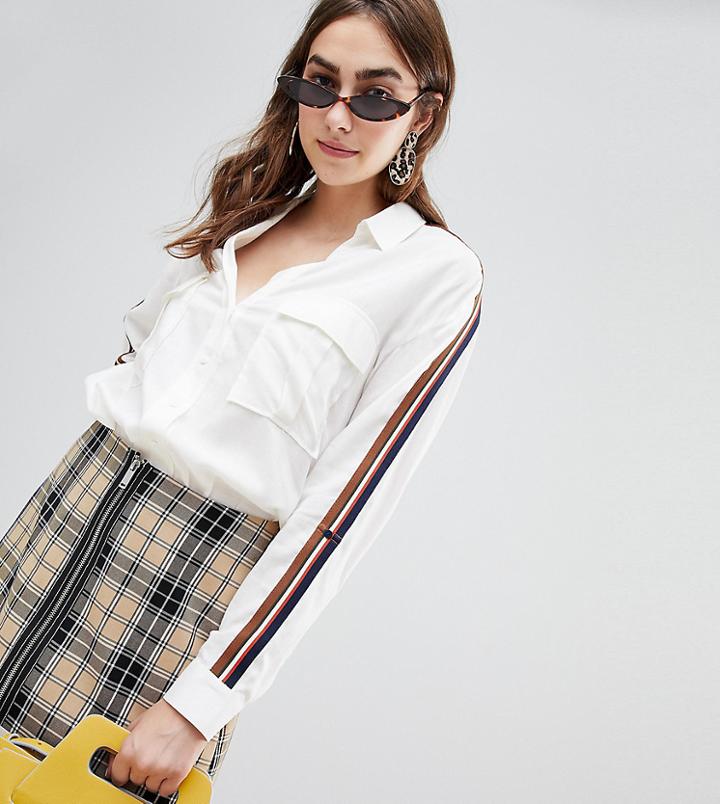 Stradivarius Pocket Detail Side Stripe Shirt