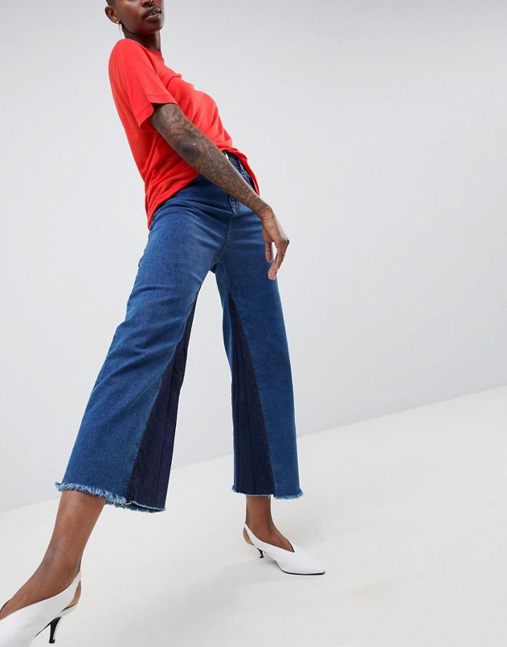 Asos White Boyfriend Jean With Raw Edge Insert Detail - Blue