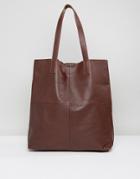 Selected Femme Tote Leather Bag - Brown