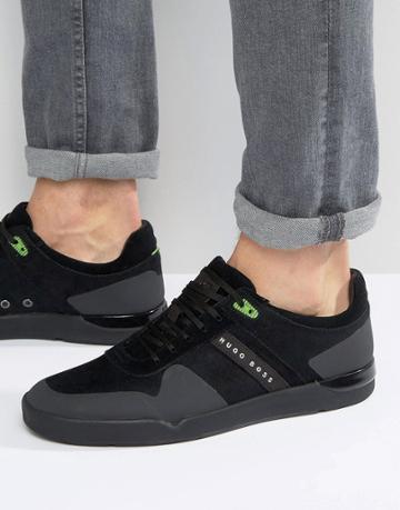 Boss Green By Boss Green Feather Suede Sneakers - Black