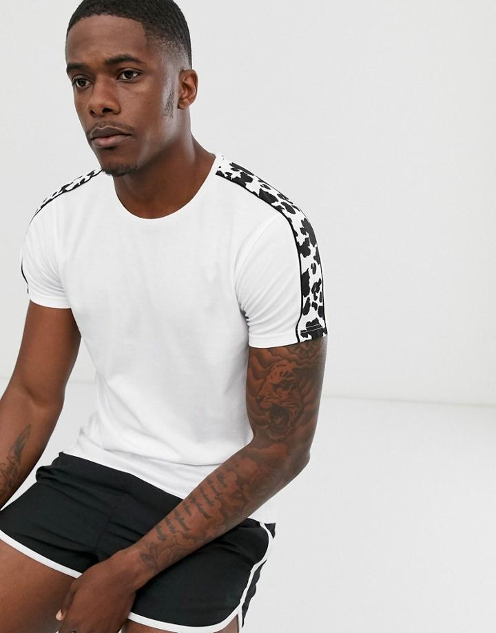 Brave Soul T-shirt With Cow Animal Tapping - White