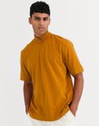 Asos White Loose Fit T-shirt With High Neck Zip-brown
