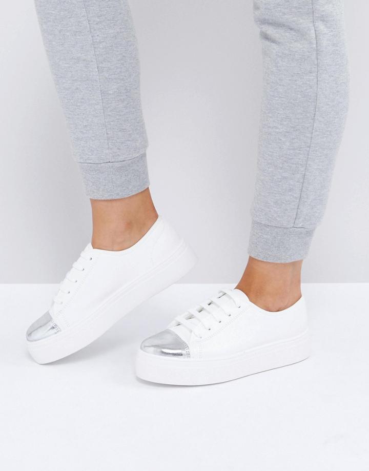 Asos Dillan Lace Up Toe Cap Sneakers - White