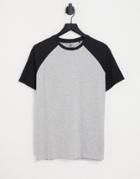 Threadbare Raglan T-shirt In Gray Black-multi