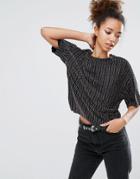 Pull And Bear Shimmer Thread T-shirt - Black