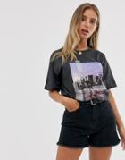 Asos Design T-shirt With Photographic Motif And Hotfix-gray