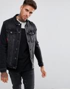 11 Degrees Muscle Denim Jacket In Black - Black