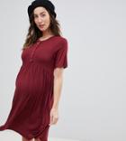 New Look Maternity Nursing Button Smock Dress - Red