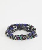 Asos Design Beaded Kitsch Style Bracelets With Text In Black
