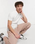 Asos Design Knitted Ribbed Polo Neck T-shirt White