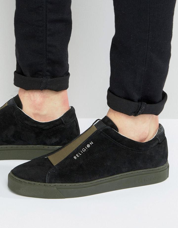 Religion Gusset Suede Sneakers - Black