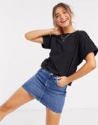 Asos Design Relaxed T-shirt With Roll Sleeve In Black