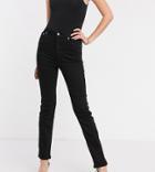 Asos Design Tall High Rise 'sassy' Cigarette Jeans In Black