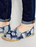 Asos Denim Espadrilles With Hawaiian Floral Print - Blue