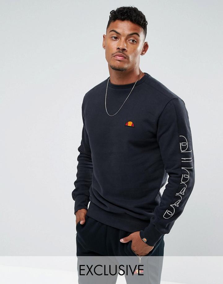 Ellesse Sweatshirt With Sleeve Split Logo In Black - Black
