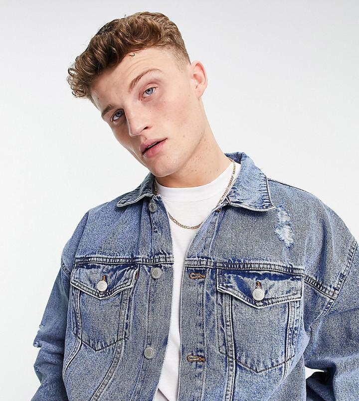 New Look Oversized Denim Jacket In Light Blue-blues