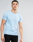 Brave Soul Basic Raw Edge T-shirt - Blue