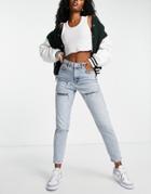 Topshop Sofia Rip Mom Jean In Bleach-blue