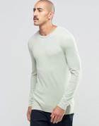 Asos Extreme Muscle Long Sleeve T-shirt With Crew Neck In Green - Green