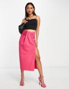 Flounce London Sash Detail Midi Skirt In Fuchsia Pink - Part Of A Set