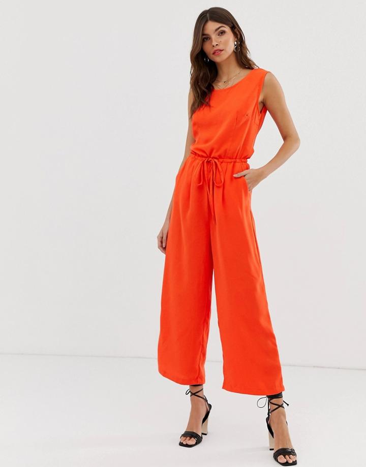 Vila Drawstring Waist Jumpsuit-red