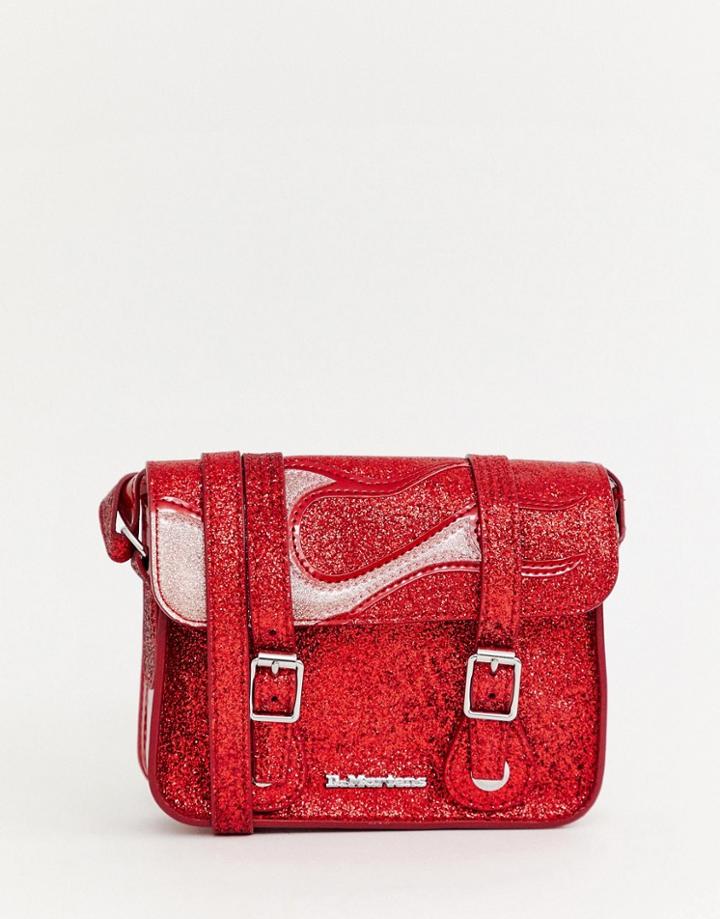 Dr Martens Red Glitter Flame 7inch Satchel - Red
