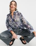 & Other Stories Abstract Print Shirt In Blue-blues
