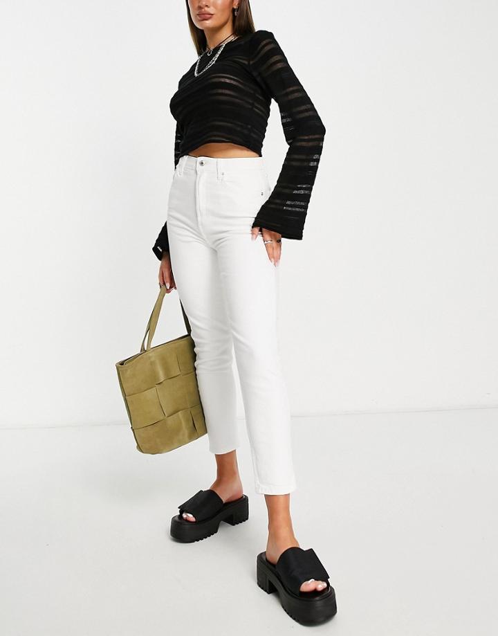 Bershka Straight Leg Jeans In White