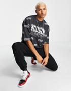 Asos Design Oversized All Over Text Print T-shirt In Black & White