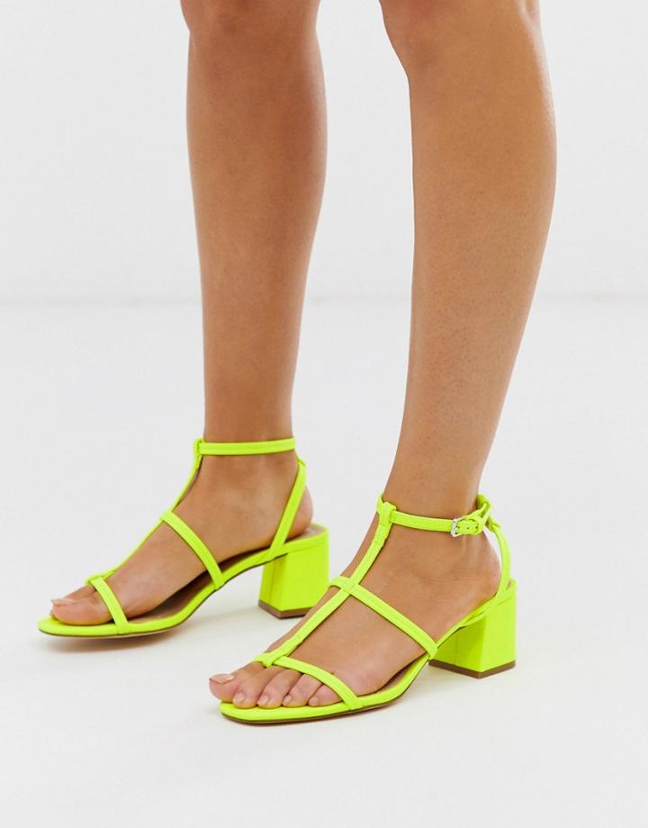 Truffle Collection Caged Kitten Heel Sandals In Lime-green