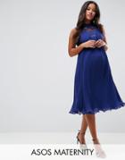 Asos Maternity Sleeveless Lace Insert Dress - Navy
